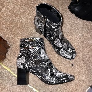 Calvin Klein snakeskin booties in great condition